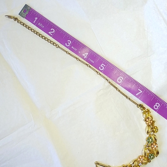 CORO PASTEL FLOWERS CHOKER NECKLACE - VINTAGE FLORAL MCM - Picture 7 of 8